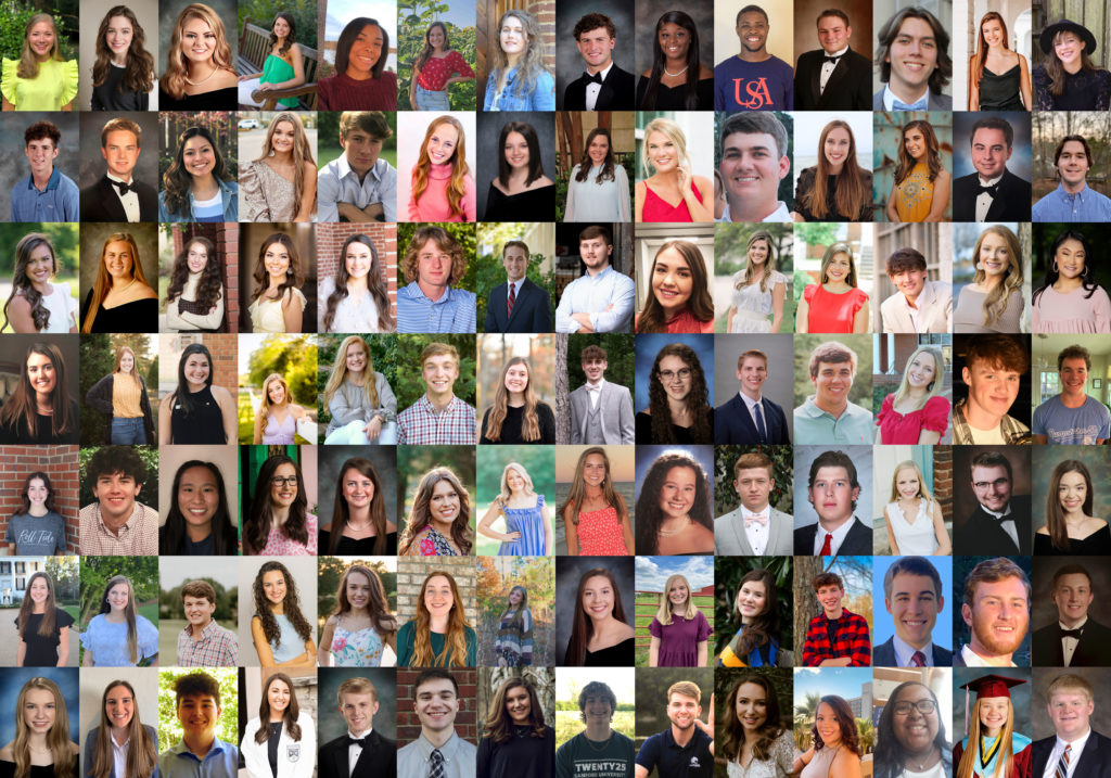 A photo collage of 98 of the 100 Alfa Foundation Scholarship recipients. Each recipient is responsible for submitting a photo for publication.